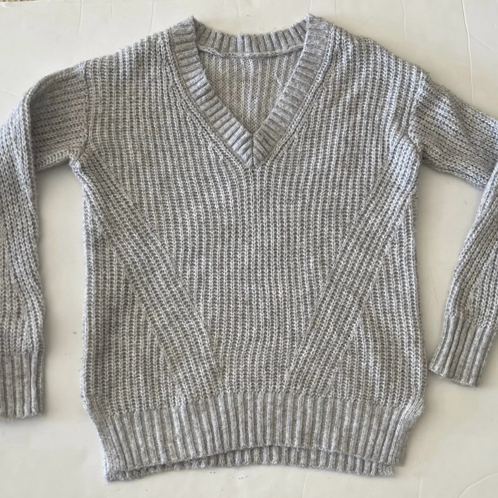 Cable Knit Light Blue V-neck Sweater